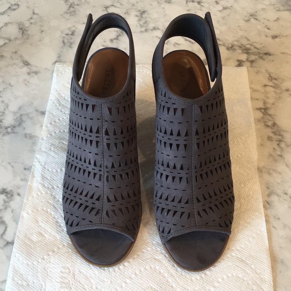 Grey, heeled booties